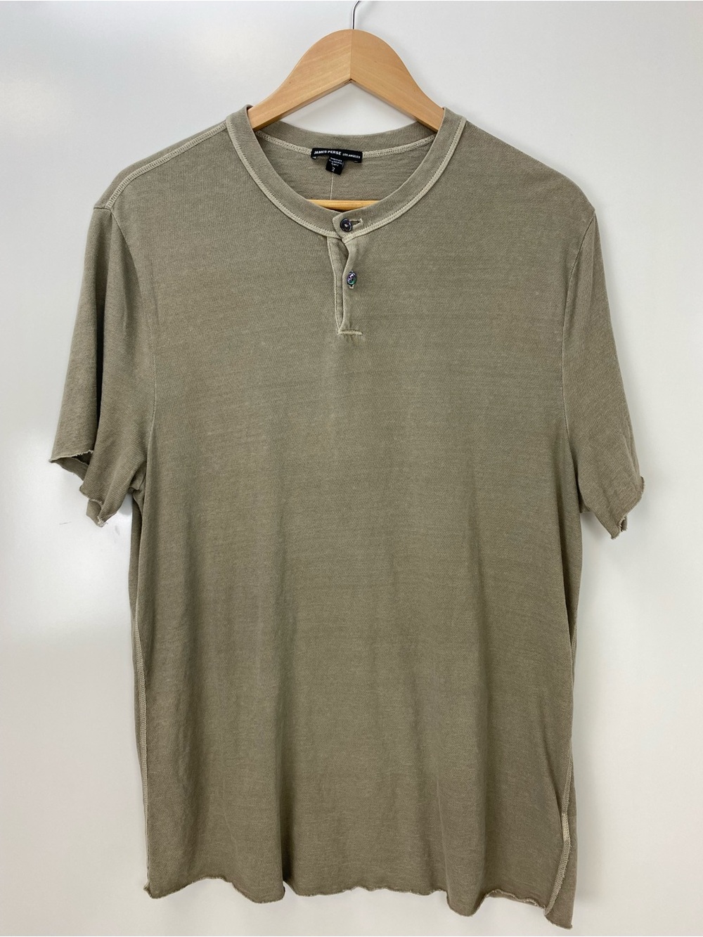 James Perse Taupe Henley Short Sleeve Shirt